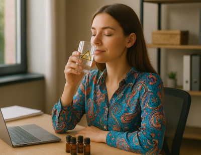 Duftglas mit Achtungschild