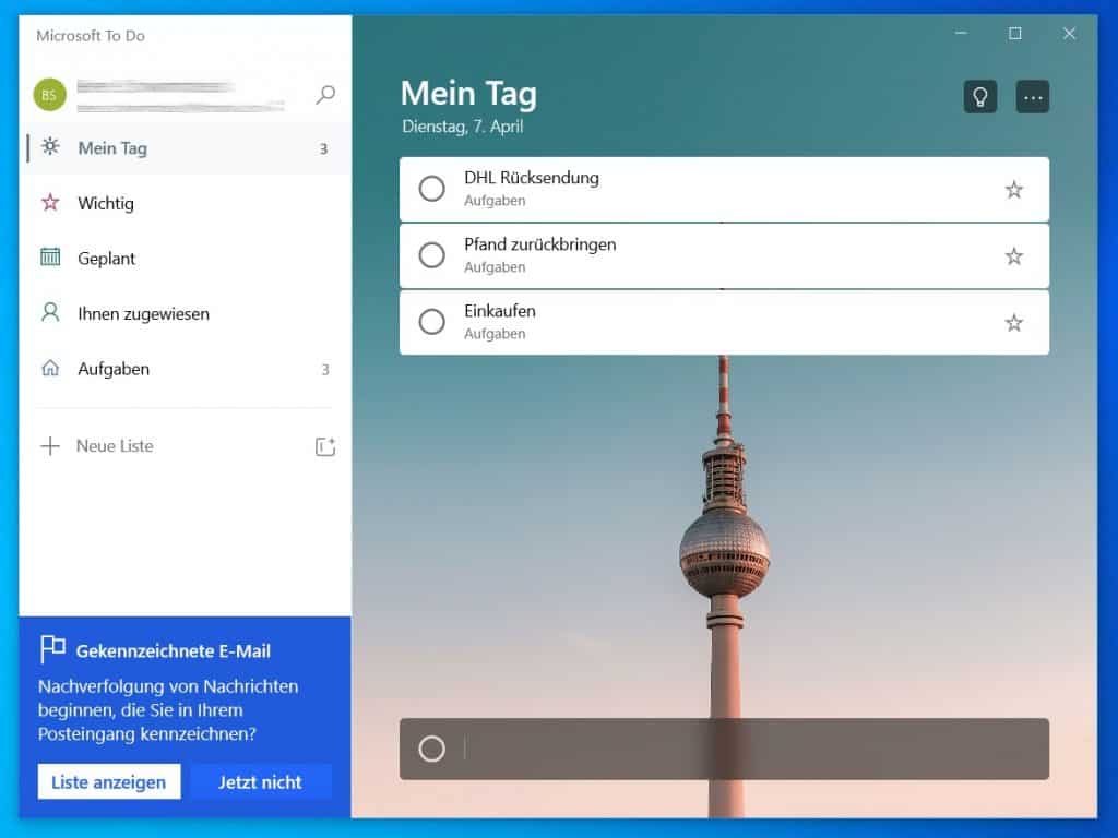 Tolls zur Termin-Nachverfolgung,Microsoft Todo