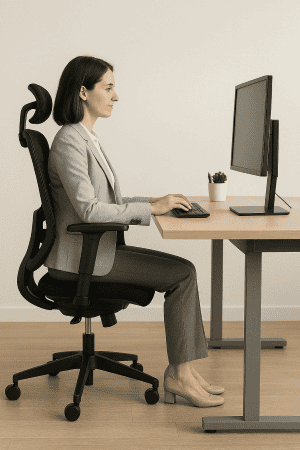 Sitzposition ohne Fusssstuetze