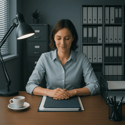 Ordnung am Schreibtisch fuer Dokumente