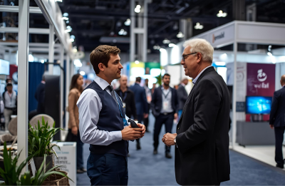 Bewegen am Messestand