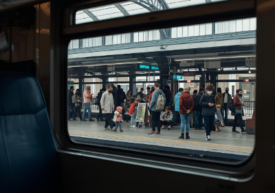 Menschen am Bahnsteig beobachten