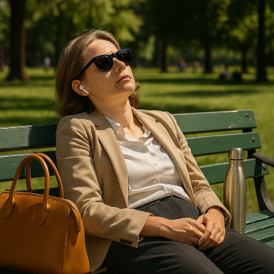Mittagspause - Nickerchen auf der Parkbank